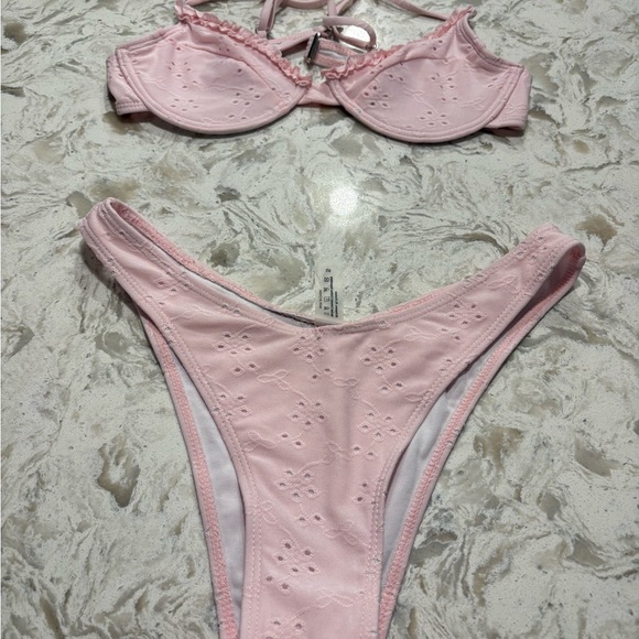 Pink Eyelet Bikini Set - Picture 1 of 1